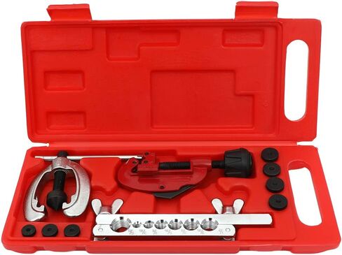 SCITOO Double Brake line Flaring Tubing Tool and Pipe Brake Line Cutter Tool Set for Copper Aluminum Steel Brass, 7 Dies 3/16"-5/8" in Saudi Arabia