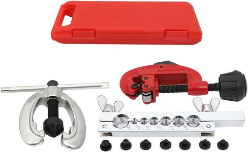 SCITOO Double Brake line Flaring Tubing Tool and Pipe Brake Line Cutter Tool Set for Copper Aluminum Steel Brass, 7 Dies 3/16"-5/8" in Saudi Arabia