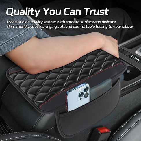Car Center Console Cover, 12.4"×8.1" Leather Arm Rest Cover for Car, Auto Armrest Cover Protector with Side Pockets, Universal Vehicle Middle Console Cover, Car Accessories(Purple) in Saudi Arabia
