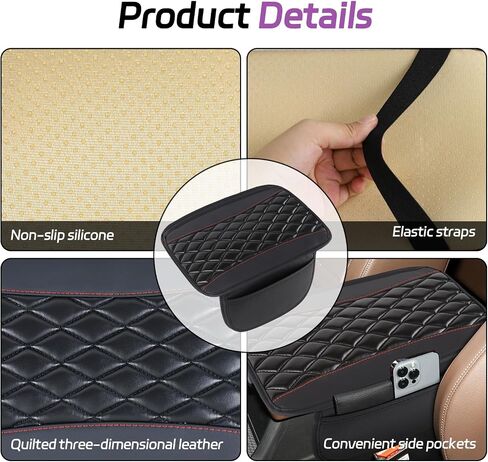Car Center Console Cover, 12.4"×8.1" Leather Arm Rest Cover for Car, Auto Armrest Cover Protector with Side Pockets, Universal Vehicle Middle Console Cover, Car Accessories(Purple) in Saudi Arabia