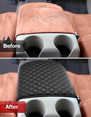 Center Console Armrest Cover for 2001 2002 2003 F150 Crew Cab King Ranch, Lariat, XLT, Bucket Seat Only, Vinyl Leather, Arm Rest Lid Cushion Pad Protector, Anti-scratch, Black in Saudi Arabia