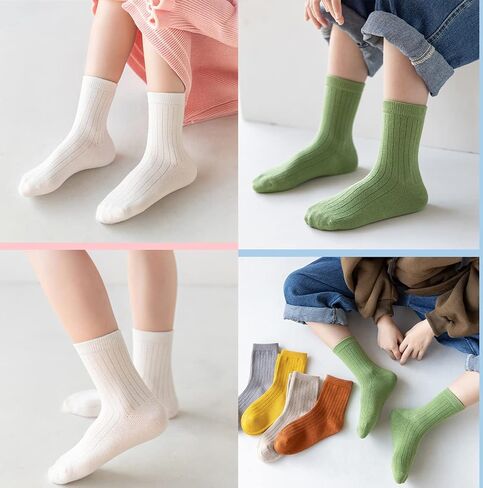جوارب Toptim Kids Girl Crew Socks ملونة خفيفة الوزن من القطن كاجوال in Kuwait