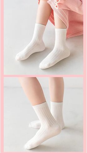جوارب Toptim Kids Girl Crew Socks ملونة خفيفة الوزن من القطن كاجوال in Kuwait