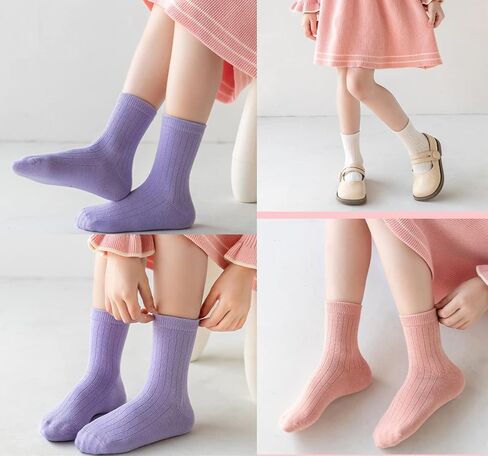 جوارب Toptim Kids Girl Crew Socks ملونة خفيفة الوزن من القطن كاجوال in Kuwait