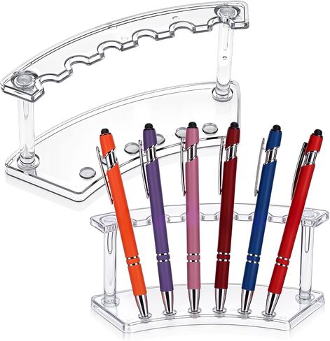 3 PCS Plastic Pen Holder Stand, 6-Slots Pen Display Stand Makeup Brush Rack Organizer Eyebrow Pen Stand, Acrylic Clear Pen Display Rack for School Office Home Store Use in Saudi Arabia