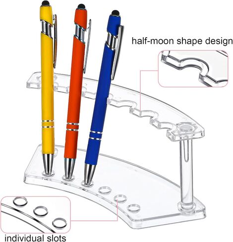 3 PCS Plastic Pen Holder Stand, 6-Slots Pen Display Stand Makeup Brush Rack Organizer Eyebrow Pen Stand, Acrylic Clear Pen Display Rack for School Office Home Store Use in Saudi Arabia