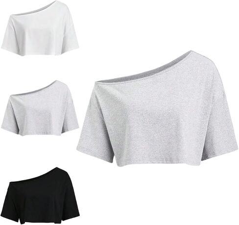 SOLY HUX Women's Off The Shoulder Short Sleeve T Shirts 3 Packs Crop Tees Summer Basic Tops in Saudi Arabia