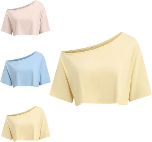 SOLY HUX Women's Off The Shoulder Short Sleeve T Shirts 3 Packs Crop Tees Summer Basic Tops in Kuwait