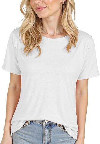 Short Sleeve Shirts for Women Crew Neck Basic Tee - Fashion Summer Spring Tops - Oversized T Shirts for Women in Kuwait
