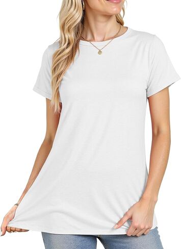 Short Sleeve Shirts for Women Crew Neck Basic Tee - Fashion Summer Spring Tops - Oversized T Shirts for Women in Kuwait