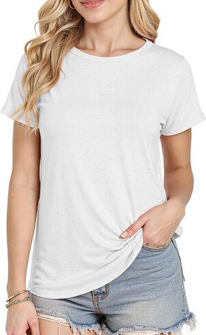 Short Sleeve Shirts for Women Crew Neck Basic Tee - Fashion Summer Spring Tops - Oversized T Shirts for Women in Kuwait