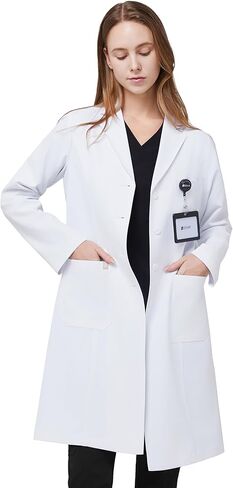 معطف مختبر أبيض محترف للنساء ، 4 جيوب ، كم طويل ، لا ترى من خلال ، معطف طبي خفيف الوزن LCW-04 in Kuwait