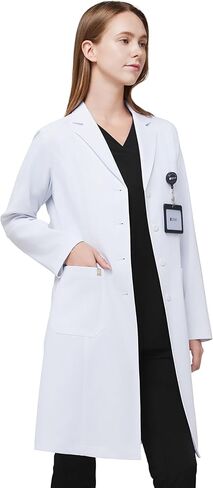 معطف مختبر أبيض محترف للنساء ، 4 جيوب ، كم طويل ، لا ترى من خلال ، معطف طبي خفيف الوزن LCW-04 in Kuwait