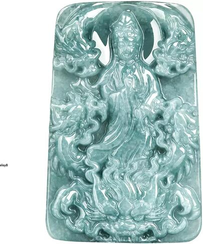 من الدرجة الحقيقية A 100 ٪ Natural Blue Jadeite Jadeite Kwan-yin New Dragon قلادة in Saudi Arabia