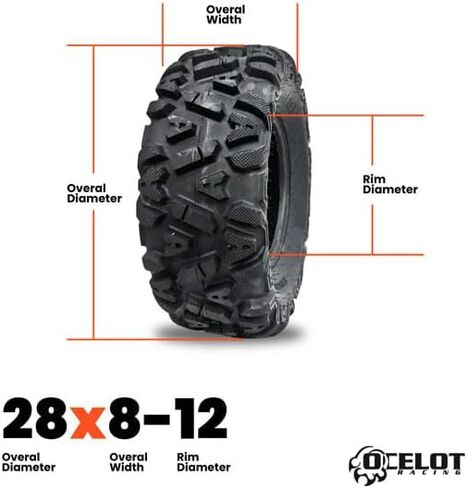 Ocelot Knight 28 × 8-12 ATV/UTV All-Terrain Tyre-الجر والتحكم الاستثنائي | ثقب وتآكل مقاومة | قبضة مثالية لتحسين القدرة على المناورة على الطرق الوعرة in Saudi Arabia