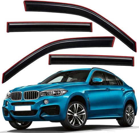 Lightronic Extra Durable Clip-on in-Channel Auto Vent Window Visor, Fits 2014-2018 BMW X5, UV Protection Rain Guard, Smoke Original Wind Deflector, No-Drill Easy Install, 4-Pcs in Saudi Arabia