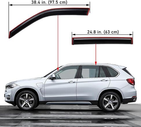 Lightronic Extra Durable Clip-on in-Channel Auto Vent Window Visor, Fits 2014-2018 BMW X5, UV Protection Rain Guard, Smoke Original Wind Deflector, No-Drill Easy Install, 4-Pcs in Saudi Arabia