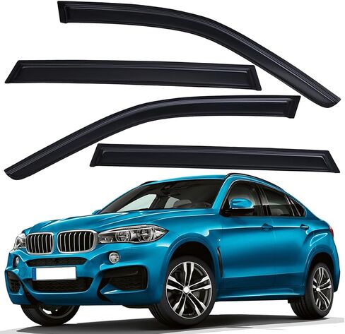 Lightronic Extra Durable Clip-on in-Channel Auto Vent Window Visor, Fits 2014-2018 BMW X5, UV Protection Rain Guard, Smoke Original Wind Deflector, No-Drill Easy Install, 4-Pcs in Saudi Arabia