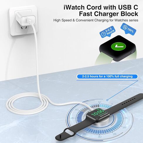 3 in 1 iWatch Charger for Watch Series, Wireless Magnetic Watch Charger Cable 6FT with 20W iPhone Fast Charger Block Charging for iPhone/iWatch/iPad/Airpods and More in Saudi Arabia
