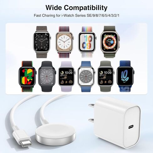 3 in 1 iWatch Charger for Watch Series, Wireless Magnetic Watch Charger Cable 6FT with 20W iPhone Fast Charger Block Charging for iPhone/iWatch/iPad/Airpods and More in Saudi Arabia