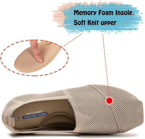 Frank Mully Women's Knitted Slip On Loafer Flats Comfortable Lightweight Breathable Casual Shoes Knit Loafers for Work, Travel & Daily Wear in Saudi Arabia