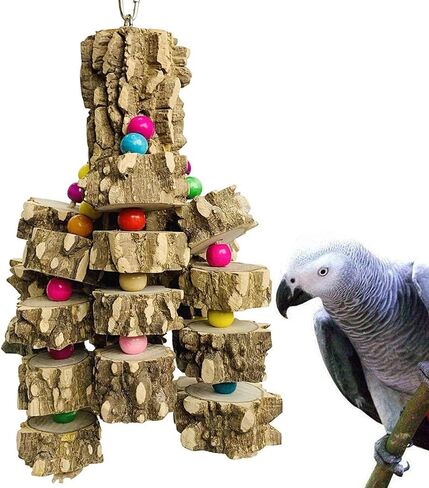 PINVNBY Large Parrot Toys, Natural Wood Cuttlebone Blocks Bird Chewing Toys for Finch, Budgie, Parakeets, Cockatiels, Conures, Love Birds and Amazon Parrots in Kuwait
