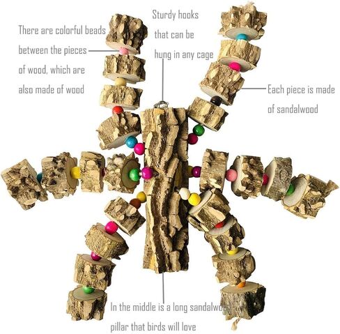 PINVNBY Large Parrot Toys, Natural Wood Cuttlebone Blocks Bird Chewing Toys for Finch, Budgie, Parakeets, Cockatiels, Conures, Love Birds and Amazon Parrots in Kuwait