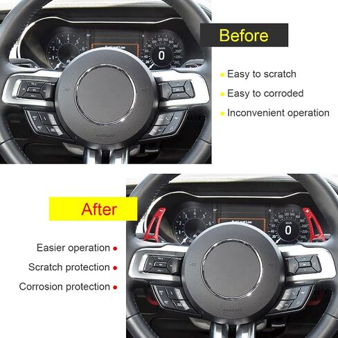 تغطية تمديد مدونة العجلة التوجيهية المتوافقة مع Ford Mustang 2015 2015 2017 2018 2019 2020-2023 Auto Shifter Paddle Shift. in Kuwait