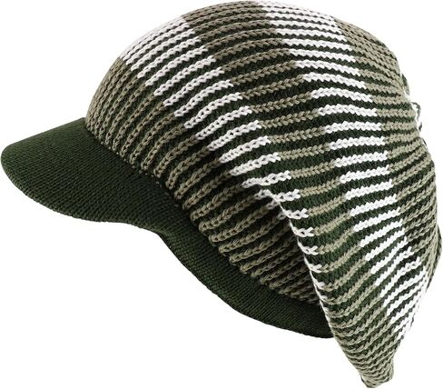 Striped Dreadlock Deep Shell Knitted Cotton Beanie Visor Cap in Saudi Arabia