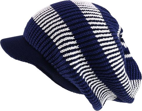 Striped Dreadlock Deep Shell Knitted Cotton Beanie Visor Cap in Saudi Arabia