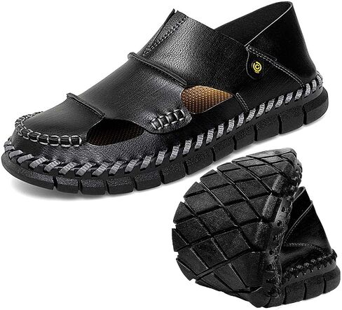 HESBITEUL Men's Sport Sandals Outdoor Hiking Sandals Closed Toe Leather Athletic Lightweight Trail Walking Casual Sandals Water Arch Support & Non-slipping Outsole in Saudi Arabia