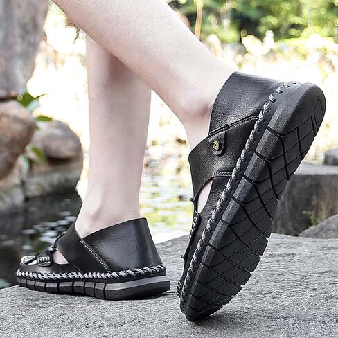 HESBITEUL Men's Sport Sandals Outdoor Hiking Sandals Closed Toe Leather Athletic Lightweight Trail Walking Casual Sandals Water Arch Support & Non-slipping Outsole in Saudi Arabia