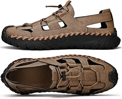 HESBITEUL Men's Sport Sandals Outdoor Hiking Sandals Closed Toe Leather Athletic Lightweight Trail Walking Casual Sandals Water Arch Support & Non-slipping Outsole in Saudi Arabia