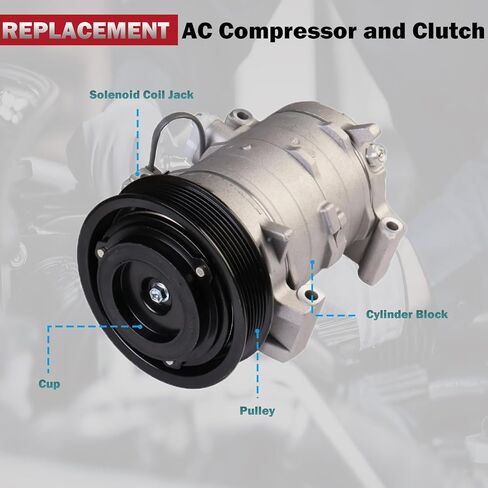 AC Air Condition Compressor and A/C Clutch Compatible with Honda 2003-2007 Accord 2.4L Coupe (03 04 05 06 07) Replaces # 38800RAAA01, 38810RAAA01, 38810RBA006, 19187872, 78389, 77389 in Saudi Arabia