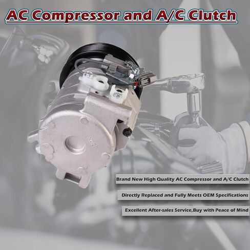 AC Air Condition Compressor and A/C Clutch Compatible with Honda 2003-2007 Accord 2.4L Coupe (03 04 05 06 07) Replaces # 38800RAAA01, 38810RAAA01, 38810RBA006, 19187872, 78389, 77389 in Saudi Arabia