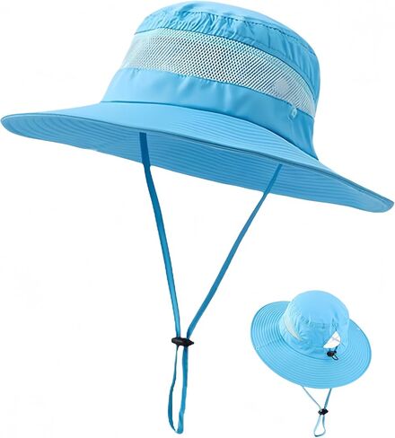 Llmoway Womens Sun Hat مع Hole Hole Beach المشي لمسافات طويلة صيف واسعة Brim UPF50+ حماية في الهواء الطلق قبعة دلو قابلة للطي قابلة للطي in Saudi Arabia