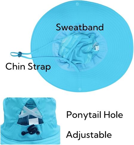 Llmoway Womens Sun Hat مع Hole Hole Beach المشي لمسافات طويلة صيف واسعة Brim UPF50+ حماية في الهواء الطلق قبعة دلو قابلة للطي قابلة للطي in Saudi Arabia