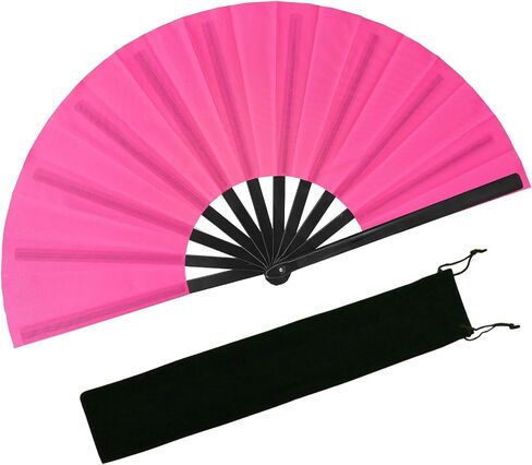 Boots on The Ground Hand Fan, Large Rave Fan Clacking Fans for Line Dancing Popping Folding Hand Fan Foldable for Kungfu Festival EDM Party Music (Pink) in Kuwait