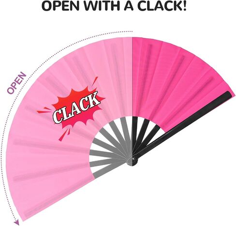 Boots on The Ground Hand Fan, Large Rave Fan Clacking Fans for Line Dancing Popping Folding Hand Fan Foldable for Kungfu Festival EDM Party Music (Pink) in Kuwait