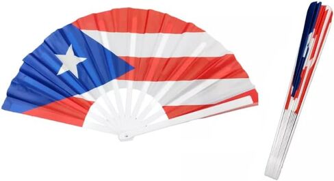 8 Inches Folding Fabric Hand Fans, Patriotic Country Flag Design for Independence Parade, Pride Party, Souvenir Gifts-12 Pack (Puerto Rico) in Saudi Arabia