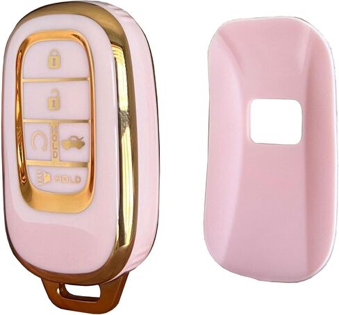 أنظمة الدخول بدون مفتاح لغطاء Honda Key Fob Fit لـ Honda 2022 2023 2024 2025 Civic Accord HR-V Pilot CR-V 5 Buttons Smart Key (Pink-Gold) in Kuwait
