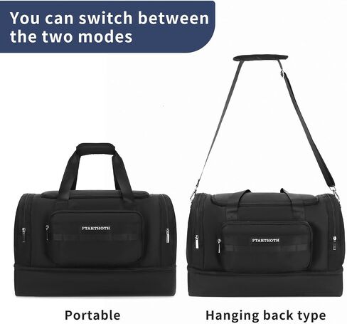 Large 42L Carry On Duffle Bag for Travel & Gym - TSA Approved Airplane Personal Item with Shoe Compartment & Wet Pocket, Water-Resistant Weekender Overnight Bag for Men Women (Black) in Saudi Arabia