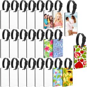 علامات الأمتعة الفارغة في التسامي مع الأشرطة ، 24pcs مزدوجة نقل الحرارة علامات الأجنحة ، اسم بطاقة الهوية الفريدة علامات السفر DIY للنساء حقيبة يد (24 ٪) in Kuwait