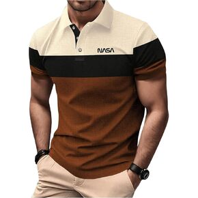 Soly Hux Men Golf Shirt Color Block Little Print Short Sleeve Collared Dorts تعمل القمصان غير الرسمية in Kuwait