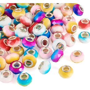 100pcs 14 مم حبات زجاجية كبيرة الفتحة حبات خضراء داكنة الأوروبية الأوروبية الخرز مصباح الفواصل فضفاضة للخرز لسوار DIY قلادة الحرفة صنع ثقب: 5 ملم in Kuwait
