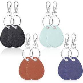 Key Fob Holder Leather, 8pcs Drop Shaped Keychain Holder with Metal Rings, Colorful PU keyring for Keys ID Key Cards in Kuwait