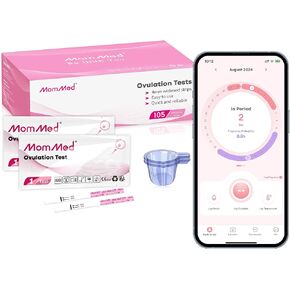 MomMed Ovulation Test Strips, 50 LH Ovulation Predictor Kit with 50 Collection Cups, Accurately Track Ovulation Test, High Sensitivity Result for Women Home Testing in Kuwait