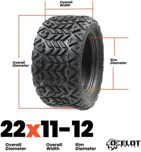 OCELOT P3026 22X11-12 إطارات عربة الجولف الوعرة إطارات متعددة الطبقات الوعرة مع الجر المتفوق وتصميم المداس الذاتي المقاوم للطين للأداء طويل الأمد على أي طريق in Saudi Arabia