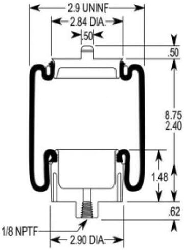 2 PCS Torque Cab Air Bag Sleeper Spring for Freightliner FLD (1988 & لاحقًا) استبدال Firestone 7087 ، W02-358-7087 ، Freightliner Gyr1s5040 ، Goodyear 1S5-040 (2 X Tr7087_03_) in Saudi Arabia