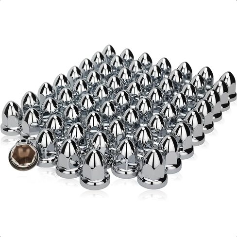 60 PCS 33mm Lug Nut Covers On ، Chrome بمقدار 2-1/2 "Cover Cof Cout Cof Couts Cof Plastic ، مضاد للعبث ، لا تخفف وسهلة التثبيت للشاحنات شبه المشتركة والمقطورات in Kuwait